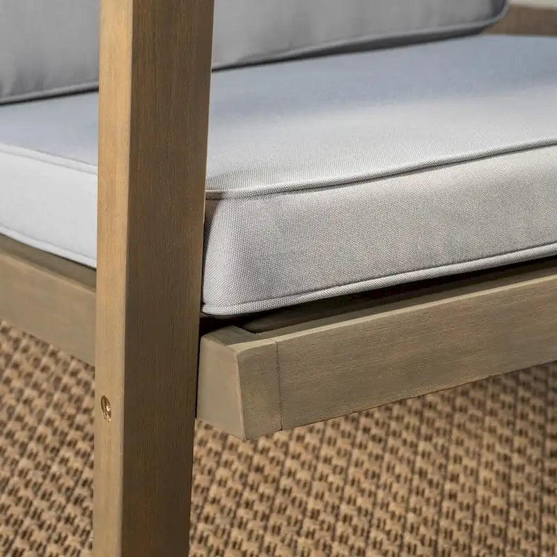 Salon de jardin 3 pièces Leah en bois d'acacia avec coussins par Christopher Knight Home