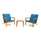 Salon de jardin 3 pièces Leah en bois d'acacia avec coussins par Christopher Knight Home