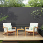 Salon de jardin 3 pièces Leah en bois d'acacia avec coussins par Christopher Knight Home