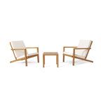 Salon de jardin 3 pièces Leah en bois d'acacia avec coussins par Christopher Knight Home