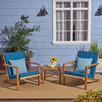 Salon de jardin 3 pièces Leah en bois d'acacia avec coussins par Christopher Knight Home