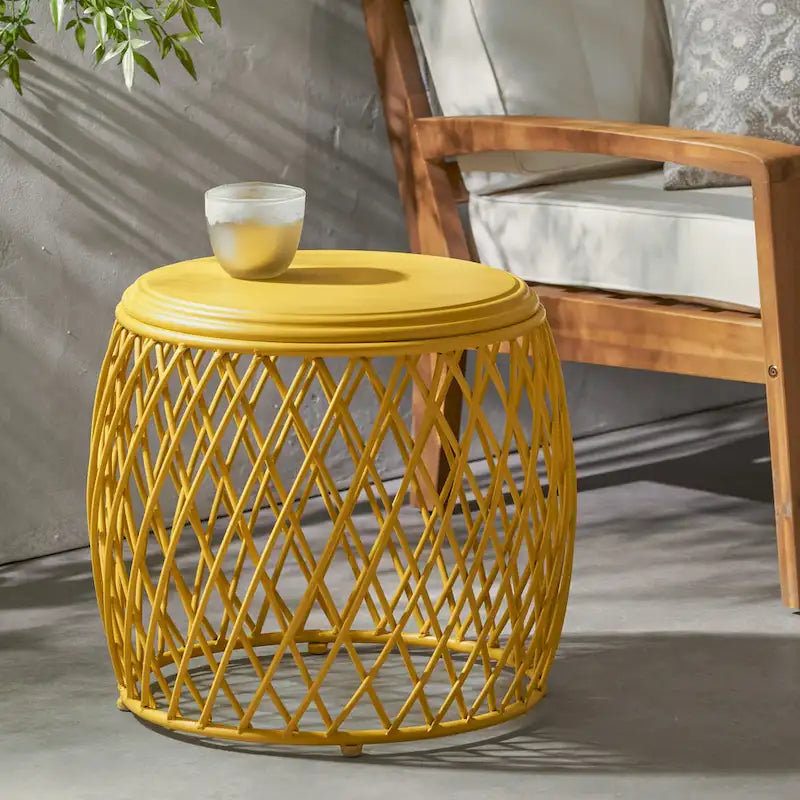 Table d'appoint d'extérieur Alamera Lattice de 19 pouces par Christopher Knight Home - 17,75L x 19,75l x 19,75P