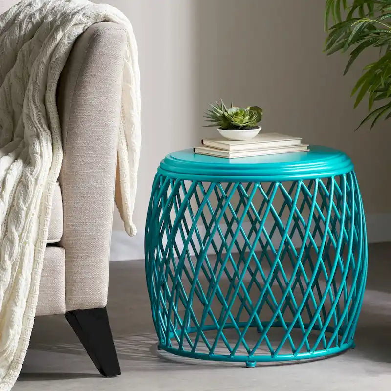 Table d'appoint d'extérieur Alamera Lattice de 19 pouces par Christopher Knight Home - 17,75L x 19,75l x 19,75P
