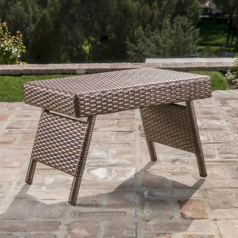 Table pliante réglable en osier marron Salem de Christopher Knight Home pour l'extérieur - 16,00 L x 24,00 l x 15,75 H