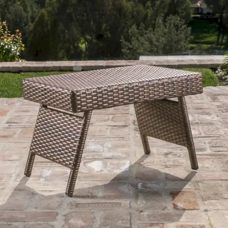 Table pliante réglable en osier marron Salem de Christopher Knight Home pour l'extérieur - 16,00 L x 24,00 l x 15,75 H