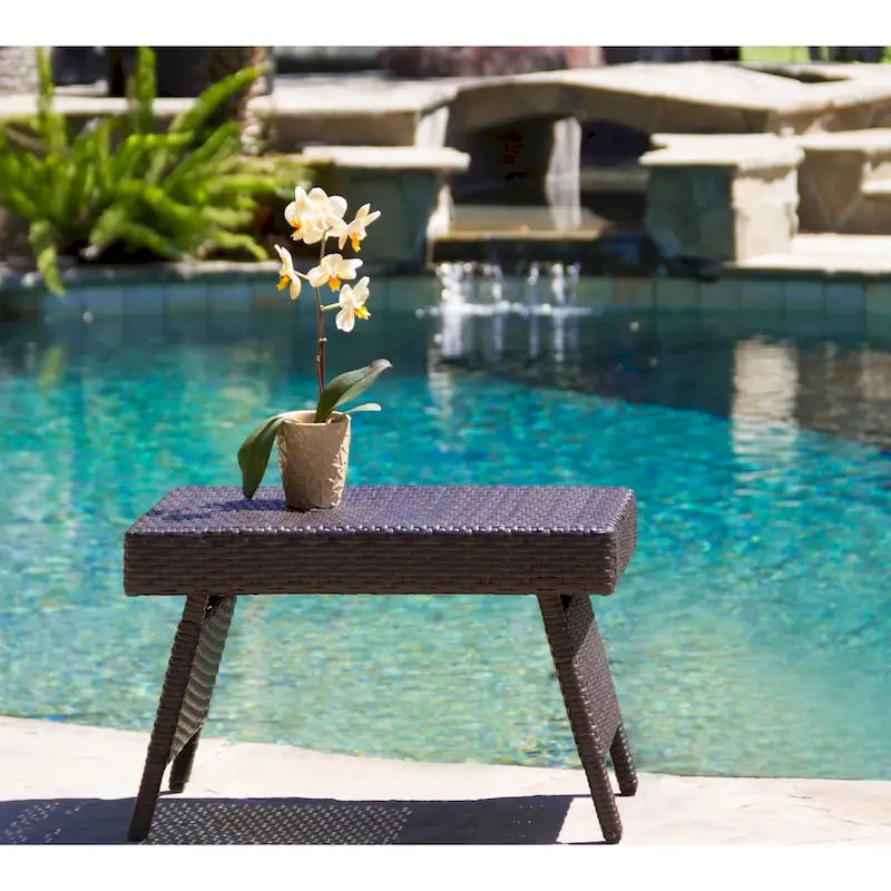 Table pliante réglable en osier marron Salem de Christopher Knight Home pour l'extérieur - 16,00 L x 24,00 l x 15,75 H