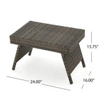 Table pliante réglable en osier marron Salem de Christopher Knight Home pour l'extérieur - 16,00 L x 24,00 l x 15,75 H