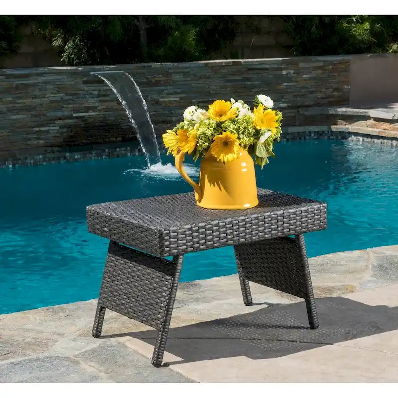 Table pliante réglable en osier marron Salem de Christopher Knight Home pour l'extérieur - 16,00 L x 24,00 l x 15,75 H