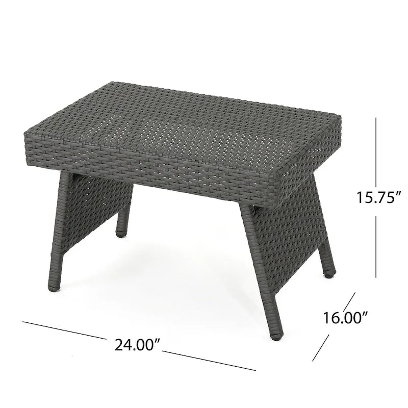 Table pliante réglable en osier marron Salem de Christopher Knight Home pour l'extérieur - 16,00 L x 24,00 l x 15,75 H