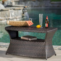 Table d'appoint d'extérieur en osier Berkeley avec trou pour parasol par Christopher Knight Home - 49,5H x 86,4L x 55,9P cm