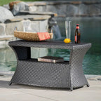 Berkeley Outdoor Wicker Side Table with Umbrella Hole by Christopher Knight Home - 19.5H x 34W x 22D