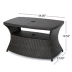 Table d'appoint d'extérieur en osier Berkeley avec trou pour parasol par Christopher Knight Home - 49,5H x 86,4L x 55,9P cm