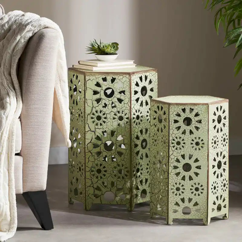 Tables d'appoint gigognes Eliana d'extérieur de 30 et 35 cm par Christopher Knight Home