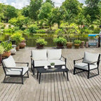 Ensemble de mobilier de jardin 4 pièces Outsunny, ensemble de conversation en aluminium, ensemble de canapés de jardin extérieur