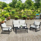 Ensemble de mobilier de jardin 4 pièces Outsunny, ensemble de conversation en aluminium, ensemble de canapés de jardin extérieur