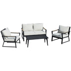 Ensemble de mobilier de jardin 4 pièces Outsunny, ensemble de conversation en aluminium, ensemble de canapés de jardin extérieur