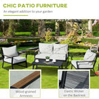 Ensemble de mobilier de jardin 4 pièces Outsunny, ensemble de conversation en aluminium, ensemble de canapés de jardin extérieur