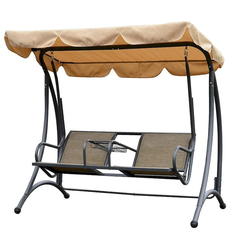 Outsunny Banc balançoire à auvent 2 places avec support pour porche extérieur