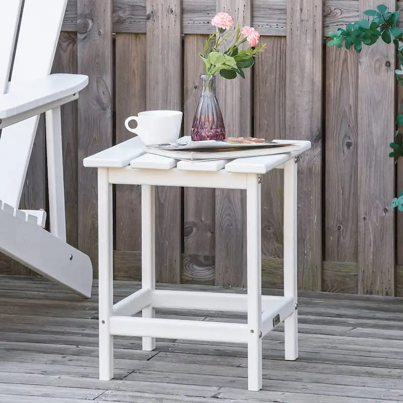 Outsunny Patio Side Table, Square Outdoor End Table, HDPE Plastic Tea Table for Adirondack Chair, Backyard or Lawn