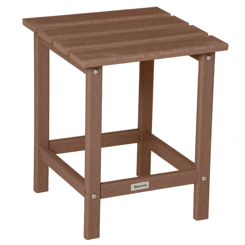 Table d'appoint de patio Outsunny, table d'appoint carrée d'extérieur, table à thé en plastique HDPE pour chaise Adirondack, cour arrière ou pelouse