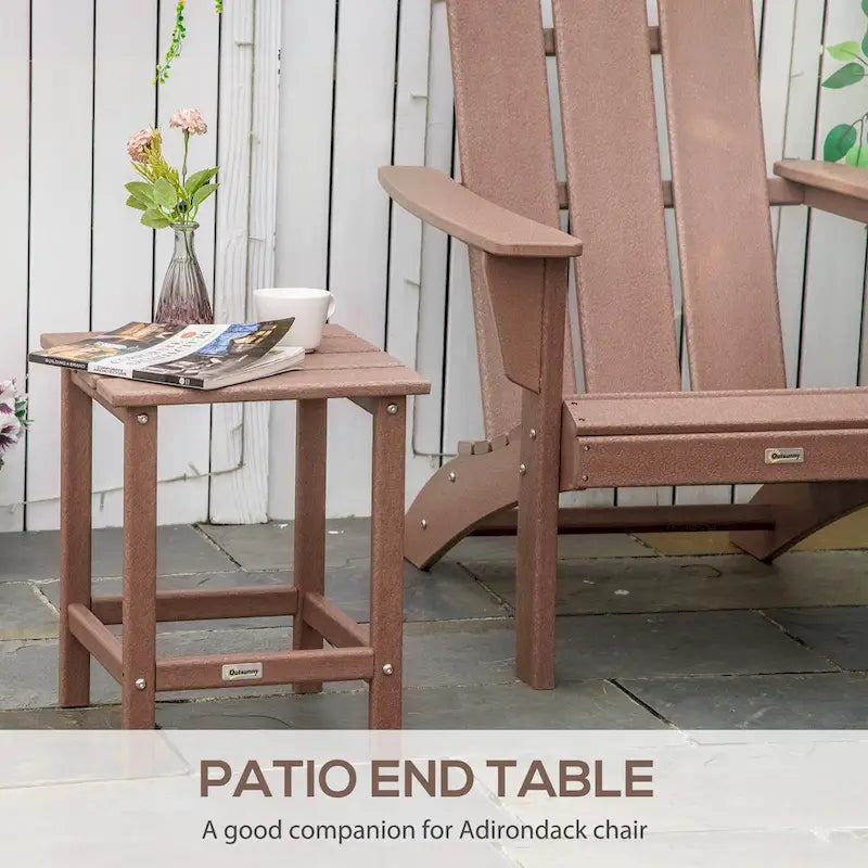Table d'appoint de patio Outsunny, table d'appoint carrée d'extérieur, table à thé en plastique HDPE pour chaise Adirondack, cour arrière ou pelouse