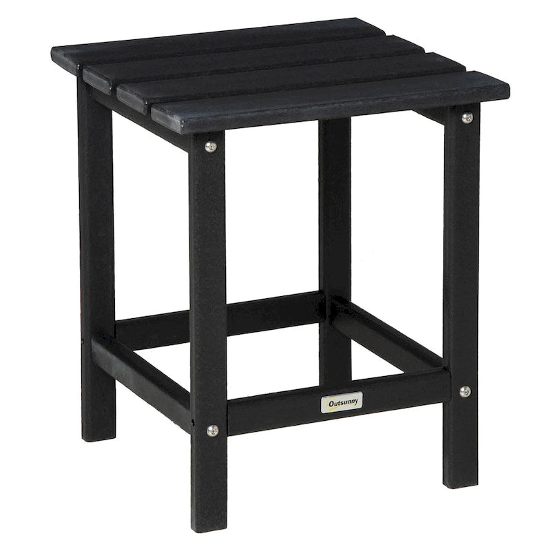 Table d'appoint de patio Outsunny, table d'appoint carrée d'extérieur, table à thé en plastique HDPE pour chaise Adirondack, cour arrière ou pelouse