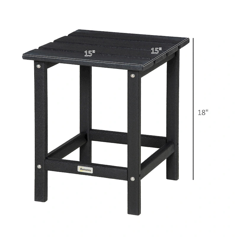 Table d'appoint de patio Outsunny, table d'appoint carrée d'extérieur, table à thé en plastique HDPE pour chaise Adirondack, cour arrière ou pelouse