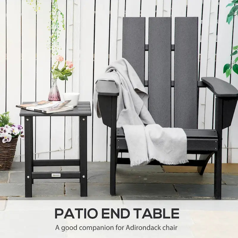 Table d'appoint de patio Outsunny, table d'appoint carrée d'extérieur, table à thé en plastique HDPE pour chaise Adirondack, cour arrière ou pelouse
