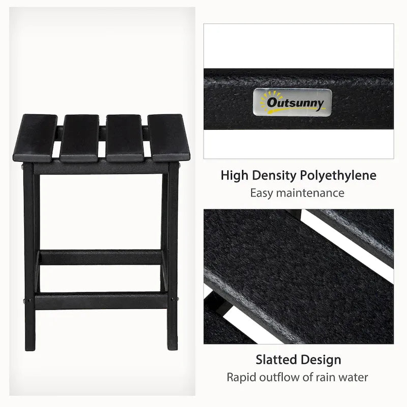 Table d'appoint de patio Outsunny, table d'appoint carrée d'extérieur, table à thé en plastique HDPE pour chaise Adirondack, cour arrière ou pelouse