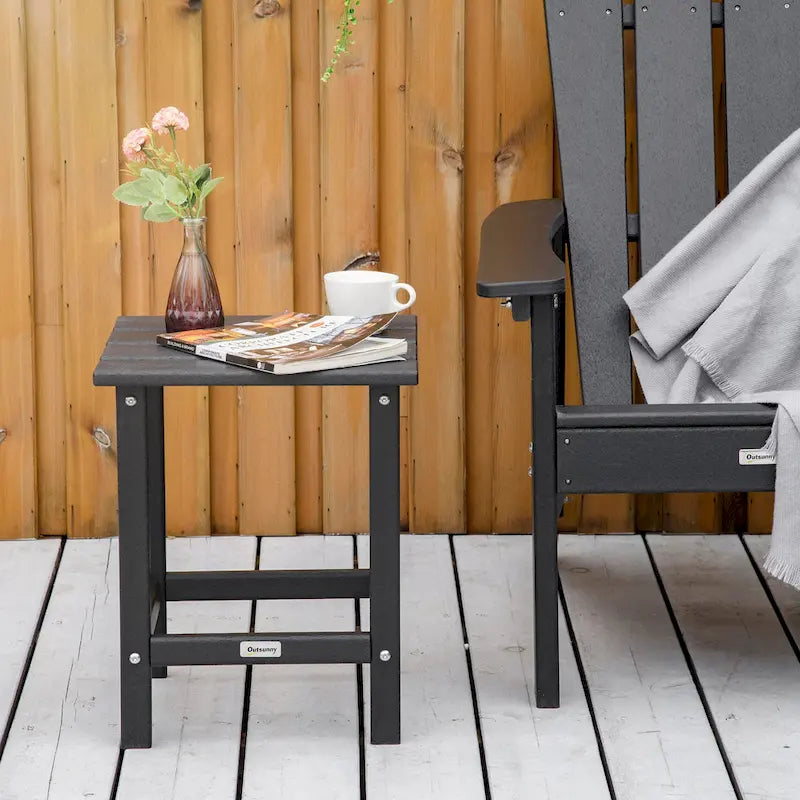 Table d'appoint de patio Outsunny, table d'appoint carrée d'extérieur, table à thé en plastique HDPE pour chaise Adirondack, cour arrière ou pelouse