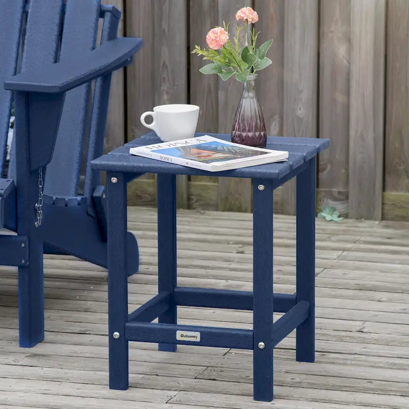 Table d'appoint de patio Outsunny, table d'appoint carrée d'extérieur, table à thé en plastique HDPE pour chaise Adirondack, cour arrière ou pelouse