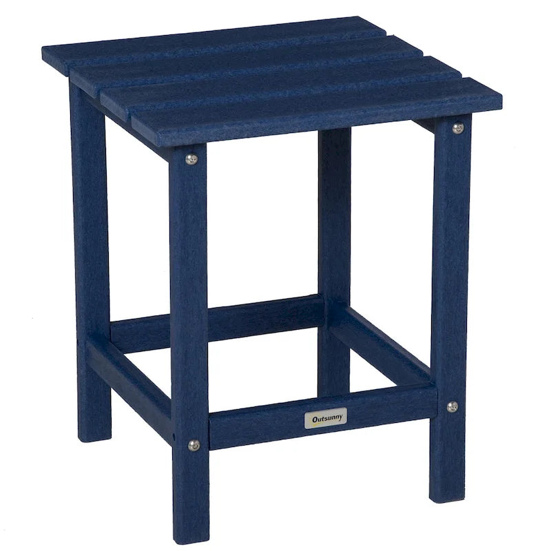 Table d'appoint de patio Outsunny, table d'appoint carrée d'extérieur, table à thé en plastique HDPE pour chaise Adirondack, cour arrière ou pelouse