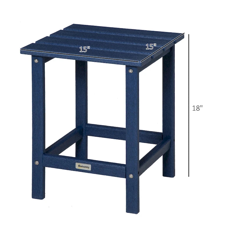 Table d'appoint de patio Outsunny, table d'appoint carrée d'extérieur, table à thé en plastique HDPE pour chaise Adirondack, cour arrière ou pelouse