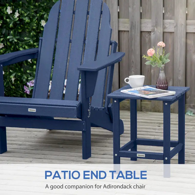 Table d'appoint de patio Outsunny, table d'appoint carrée d'extérieur, table à thé en plastique HDPE pour chaise Adirondack, cour arrière ou pelouse