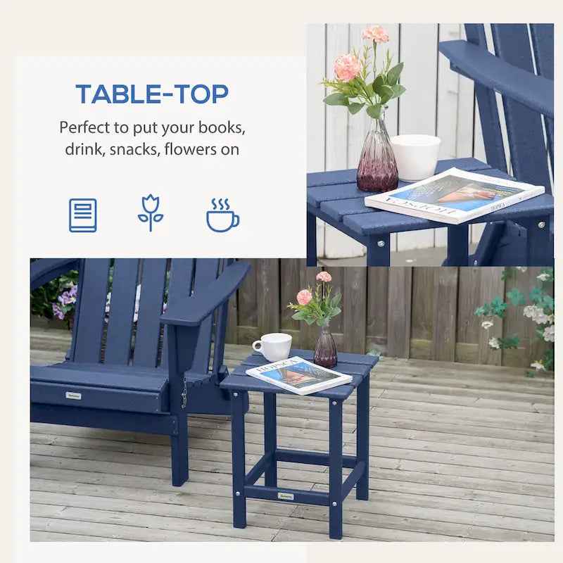 Table d'appoint de patio Outsunny, table d'appoint carrée d'extérieur, table à thé en plastique HDPE pour chaise Adirondack, cour arrière ou pelouse