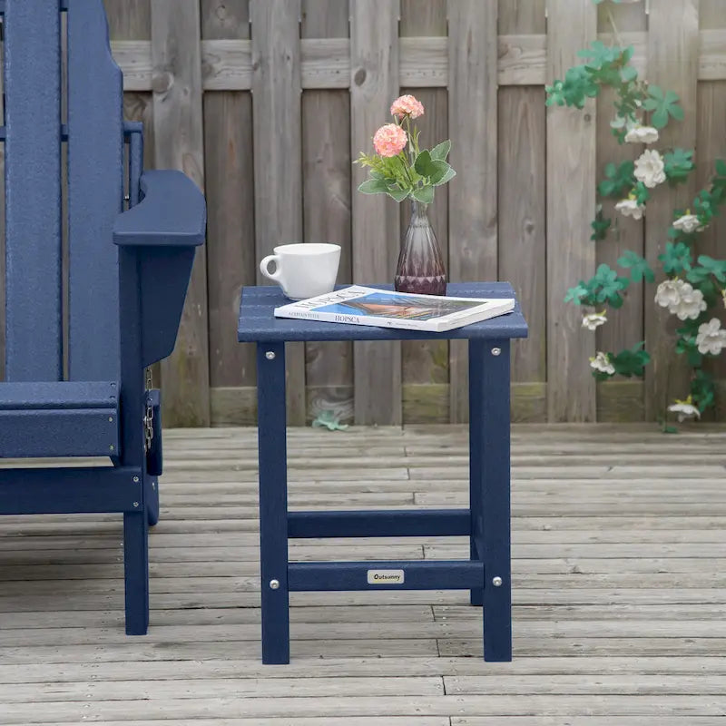 Table d'appoint de patio Outsunny, table d'appoint carrée d'extérieur, table à thé en plastique HDPE pour chaise Adirondack, cour arrière ou pelouse
