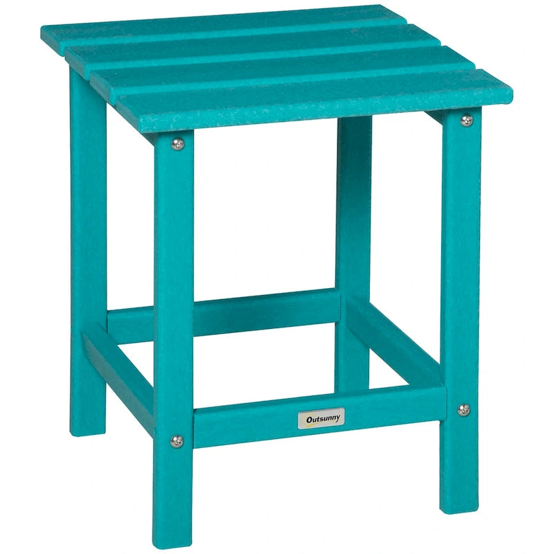 Table d'appoint de patio Outsunny, table d'appoint carrée d'extérieur, table à thé en plastique HDPE pour chaise Adirondack, cour arrière ou pelouse