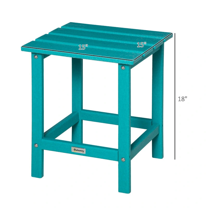Table d'appoint de patio Outsunny, table d'appoint carrée d'extérieur, table à thé en plastique HDPE pour chaise Adirondack, cour arrière ou pelouse