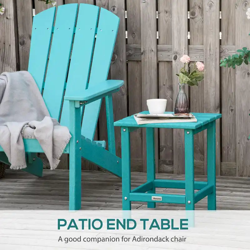 Table d'appoint de patio Outsunny, table d'appoint carrée d'extérieur, table à thé en plastique HDPE pour chaise Adirondack, cour arrière ou pelouse