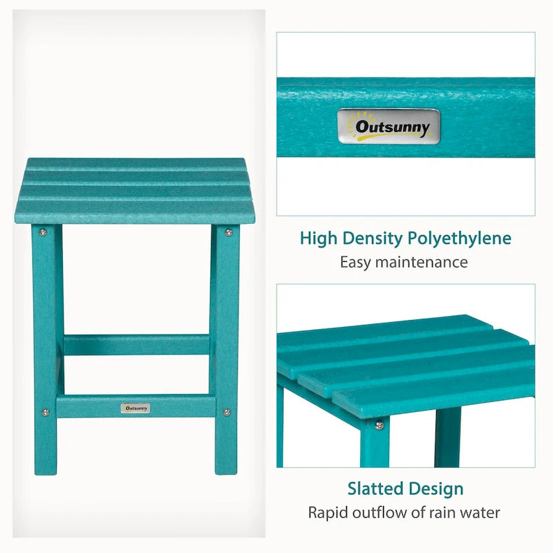 Table d'appoint de patio Outsunny, table d'appoint carrée d'extérieur, table à thé en plastique HDPE pour chaise Adirondack, cour arrière ou pelouse