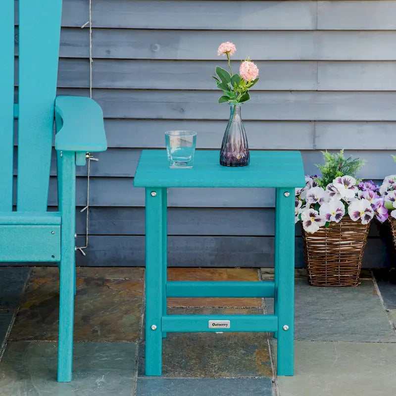 Table d'appoint de patio Outsunny, table d'appoint carrée d'extérieur, table à thé en plastique HDPE pour chaise Adirondack, cour arrière ou pelouse