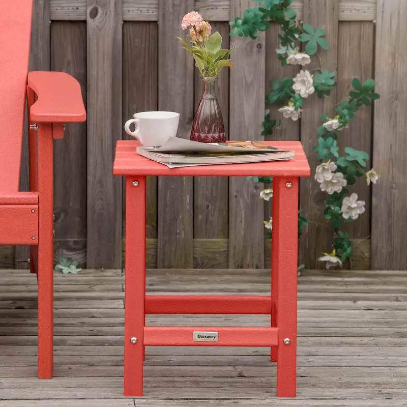 Table d'appoint de patio Outsunny, table d'appoint carrée d'extérieur, table à thé en plastique HDPE pour chaise Adirondack, cour arrière ou pelouse