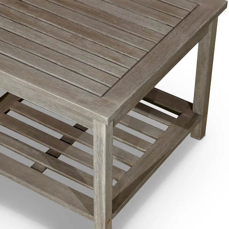 Table d'appoint à 2 étagères DTY Outdoor Living Longs Peak en eucalyptus, huile naturelle