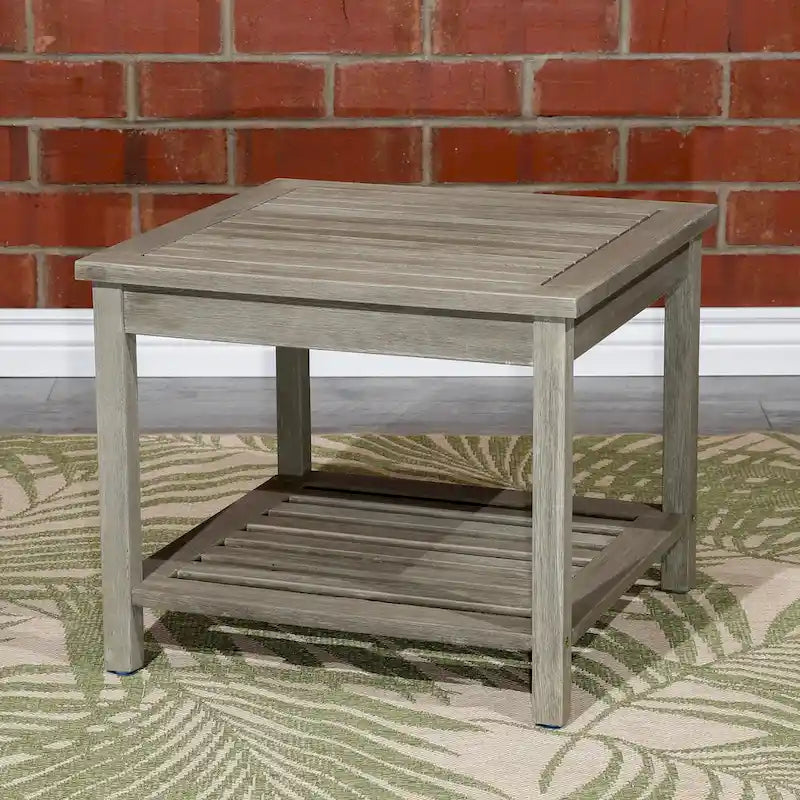 Table d'appoint à 2 étagères DTY Outdoor Living Longs Peak en eucalyptus, huile naturelle