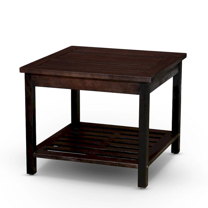 Table d'appoint à 2 étagères DTY Outdoor Living Longs Peak en eucalyptus, huile naturelle