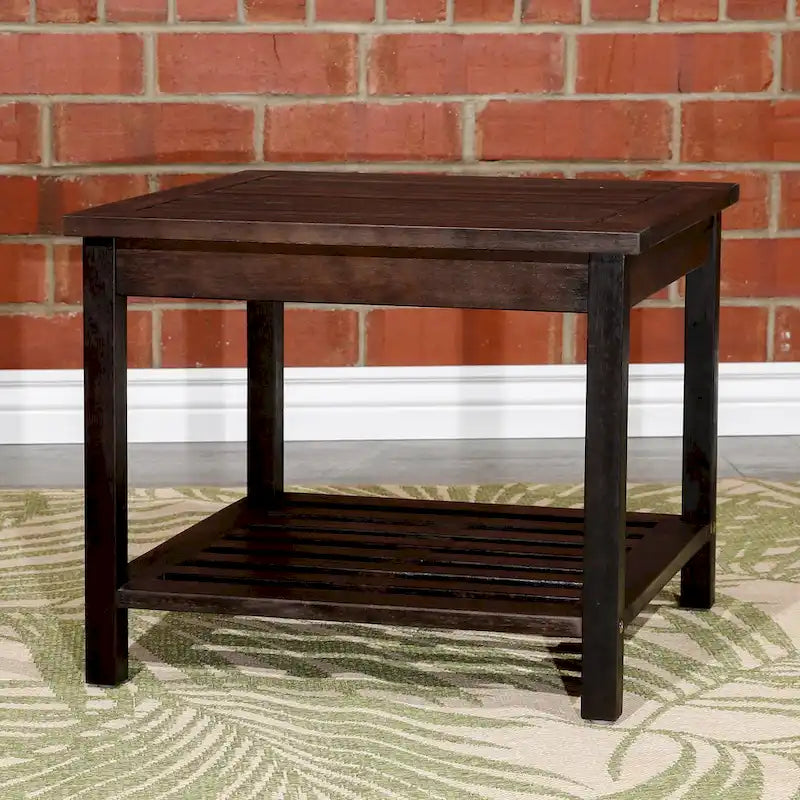 Table d'appoint à 2 étagères DTY Outdoor Living Longs Peak en eucalyptus, huile naturelle