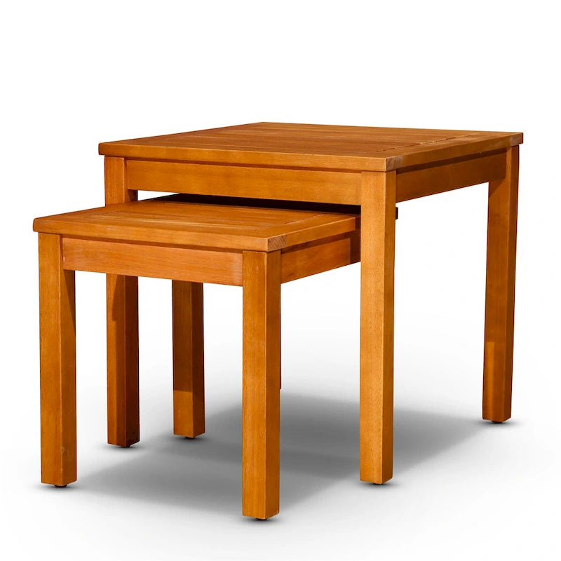 DTY Outdoor Living Longs Peak 2-Piece Eucalyptus Nesting Table Set, Natural Oil