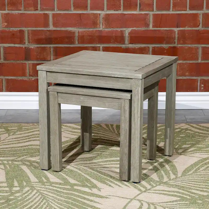 DTY Outdoor Living Lot de 2 tables gigognes Eucalyptus Longs Peak, Huile naturelle