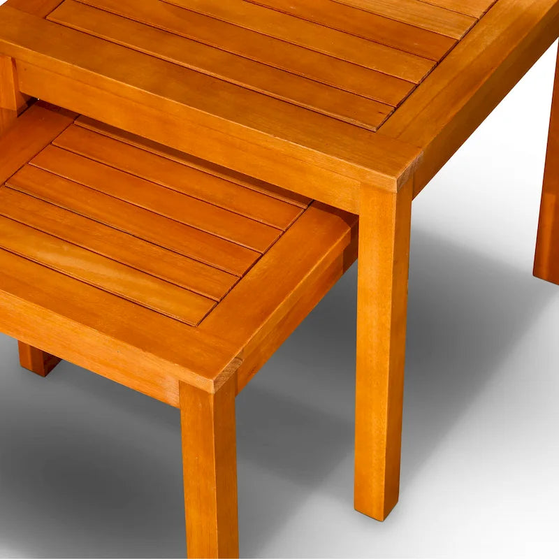 DTY Outdoor Living Lot de 2 tables gigognes Eucalyptus Longs Peak, Huile naturelle