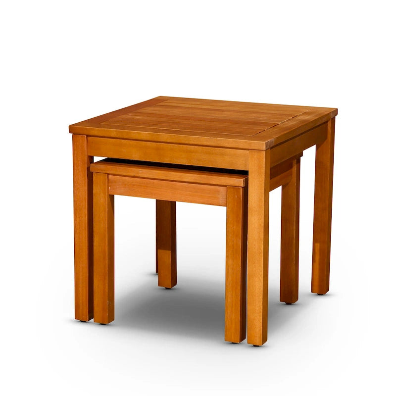 DTY Outdoor Living Lot de 2 tables gigognes Eucalyptus Longs Peak, Huile naturelle